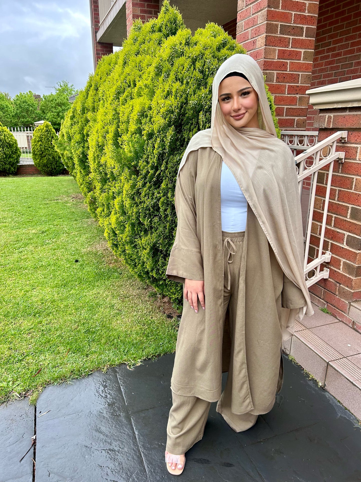 Linen Kimono Set Khaki