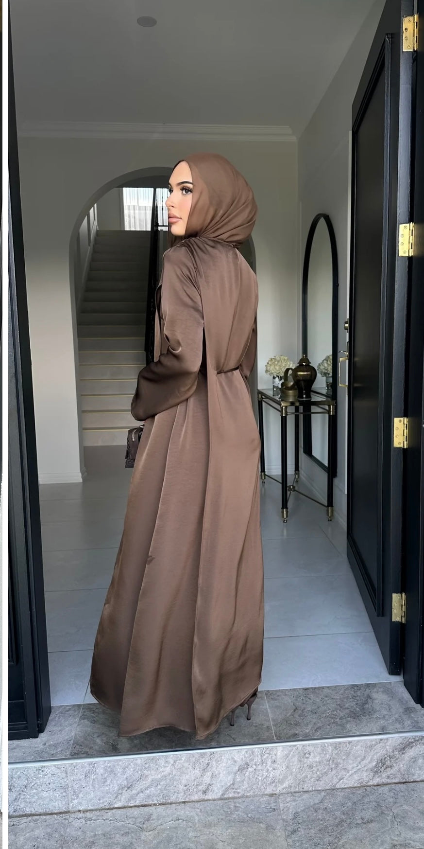 Nadia Satin Set Brown