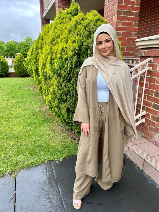 Linen Kimono Set Khaki