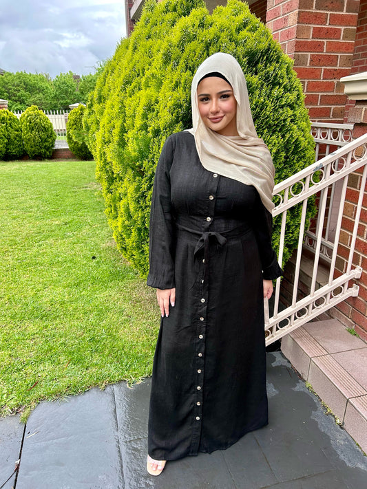 Eliza Linen Dress Black