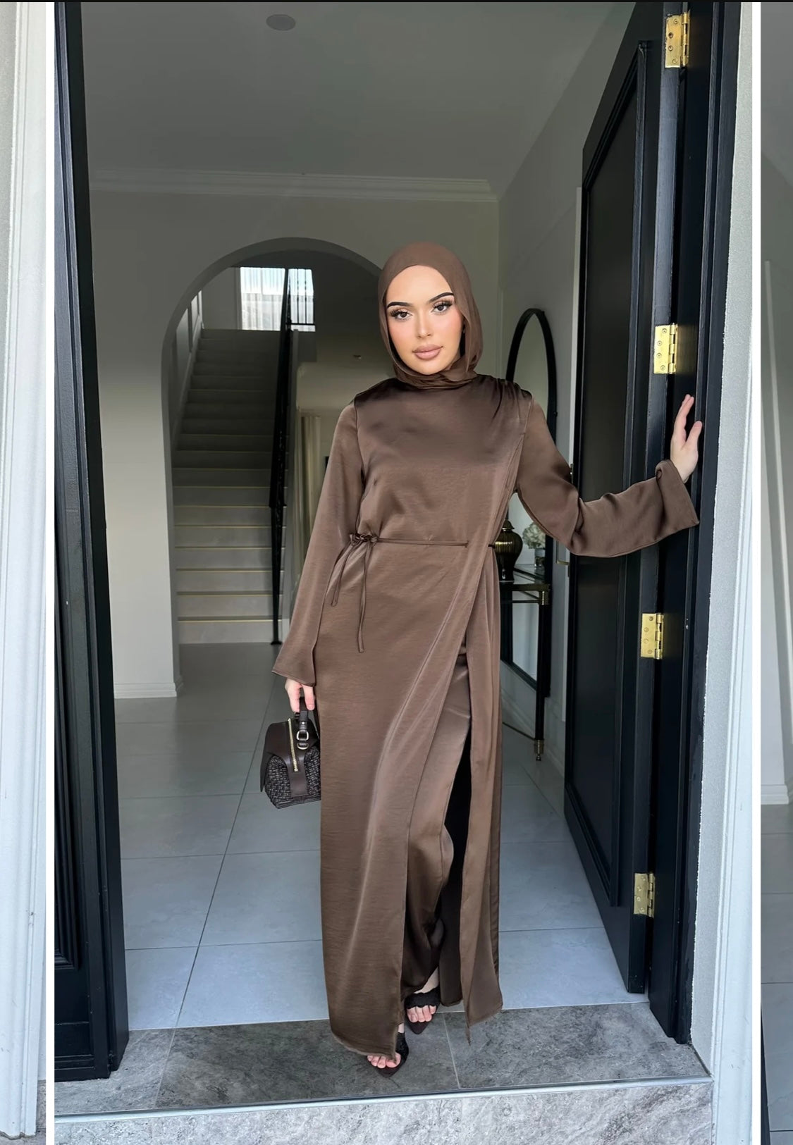 Nadia Satin Set Brown