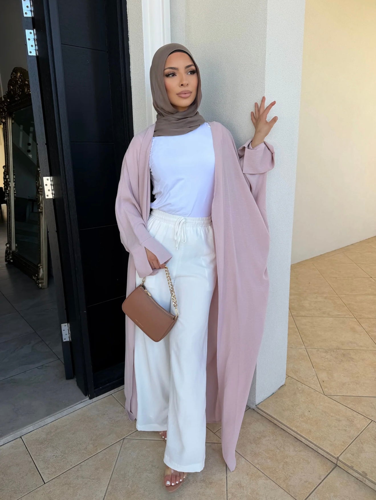 Open Abaya Pink