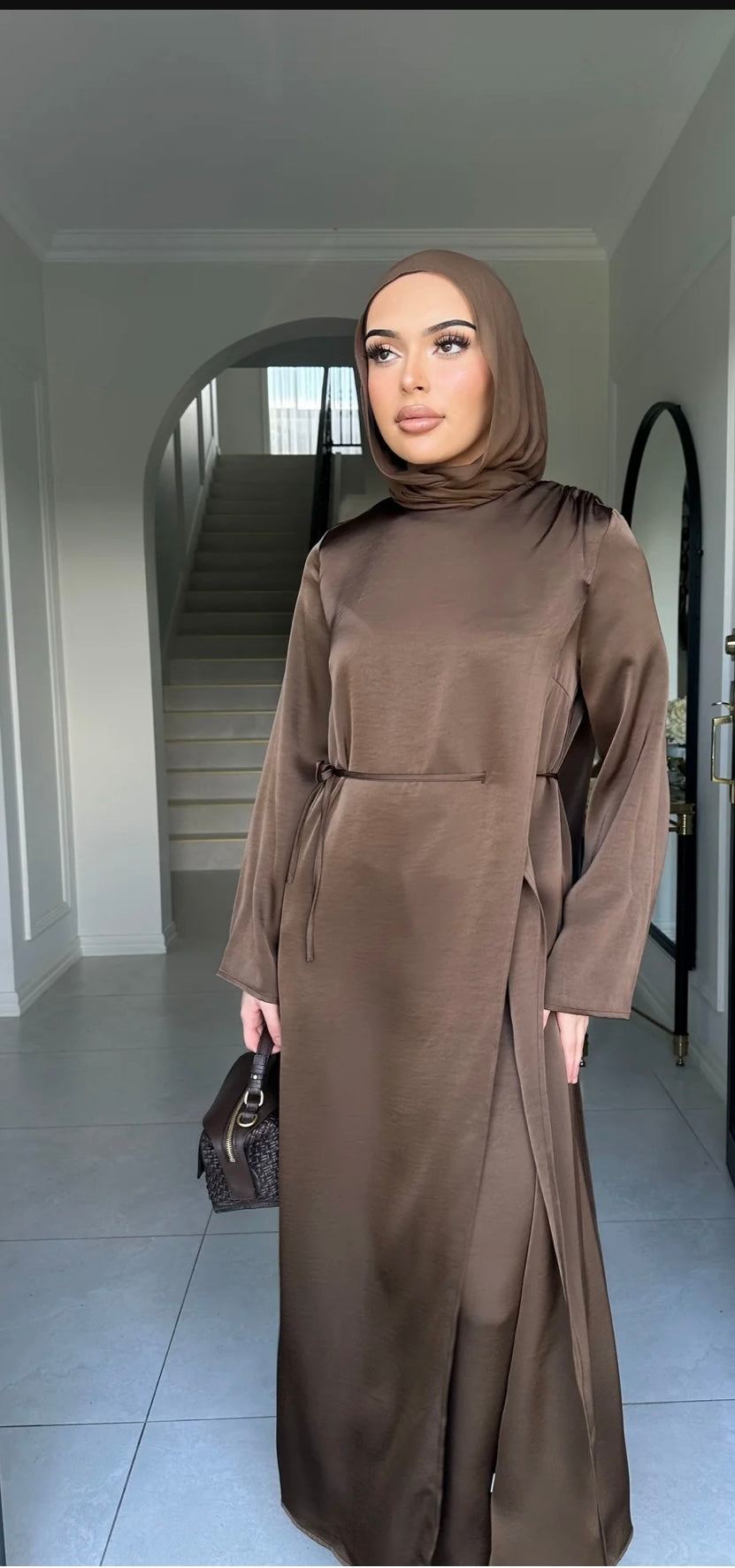 Nadia Satin Set Brown