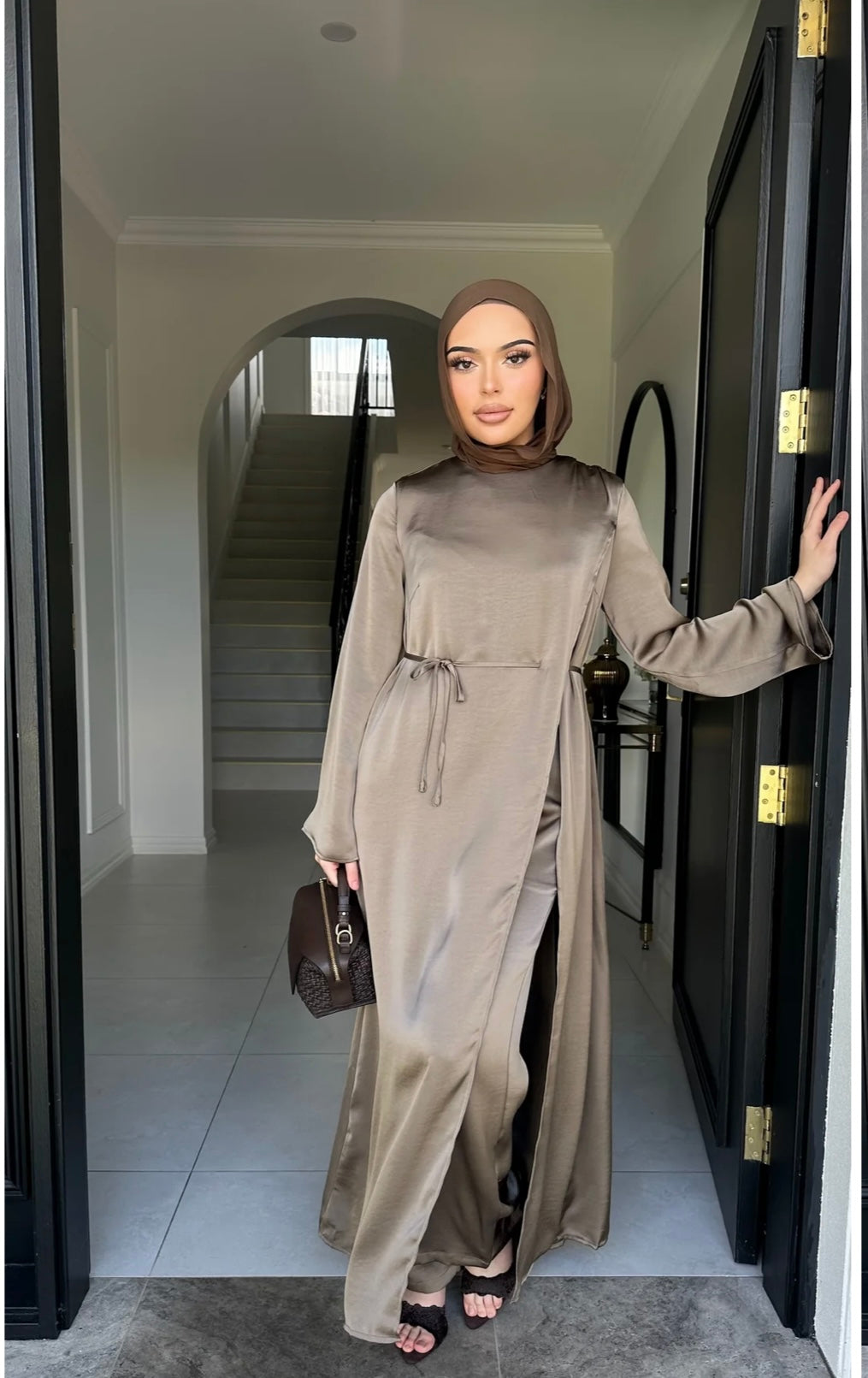 Nadia Satin Set Khaki