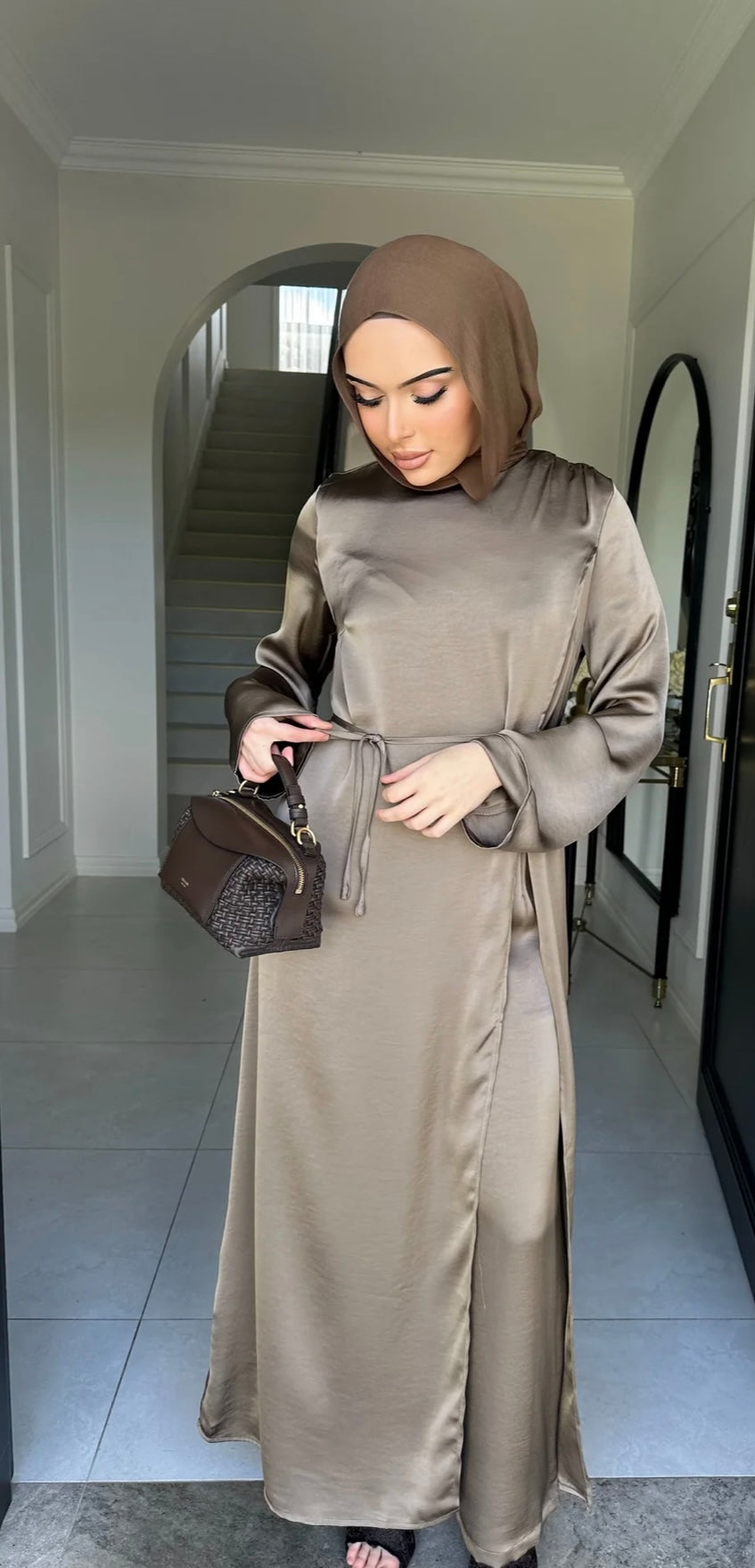 Nadia Satin Set Khaki