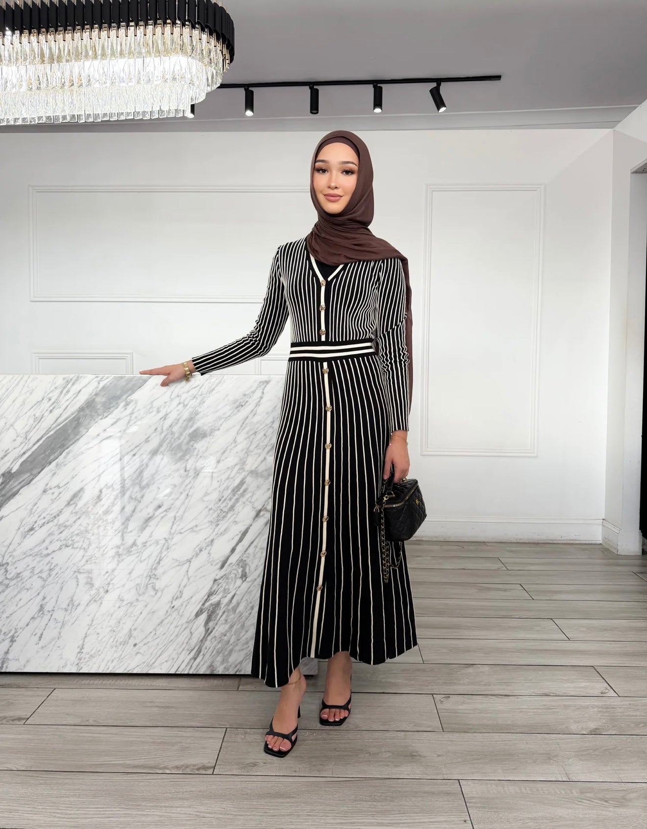 Alyssa Knit Pleated Dress Black