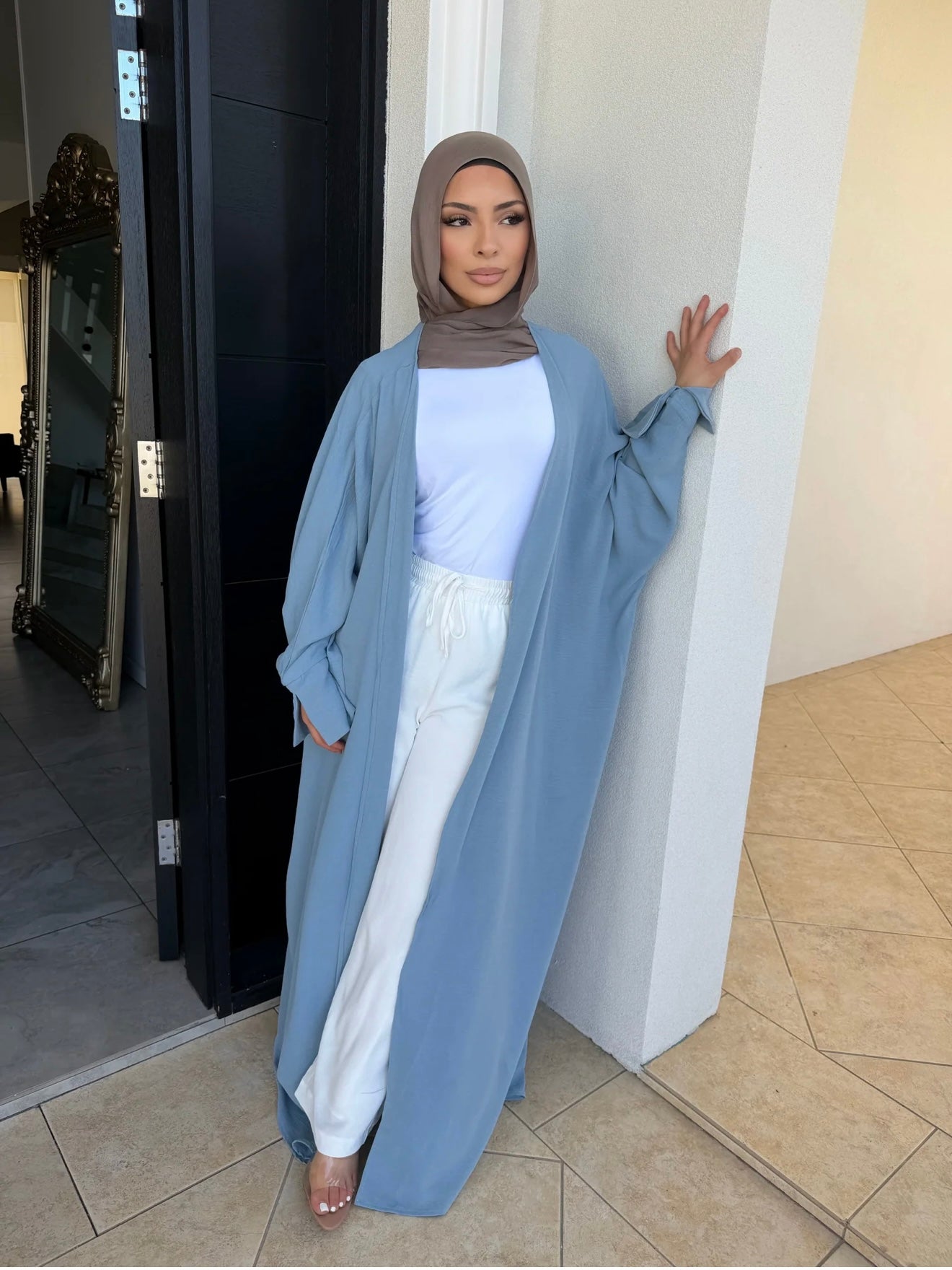 Open Abaya Blue