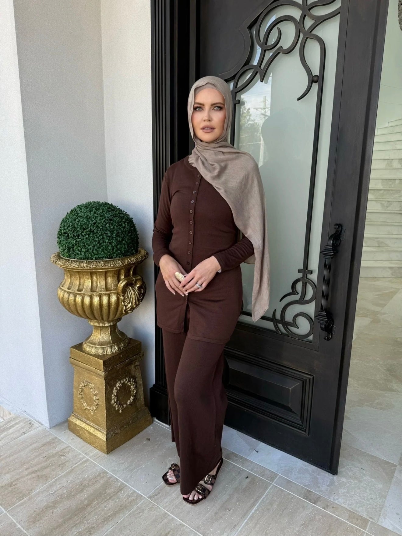 Tara Knit Set Brown