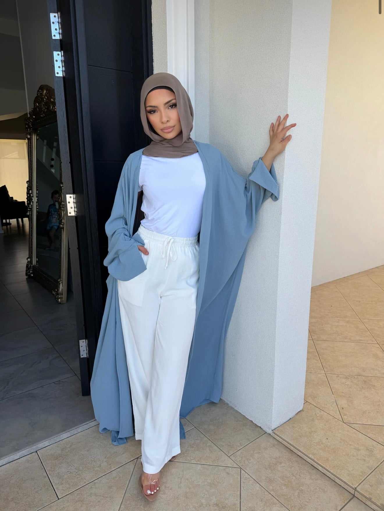 Open Abaya Blue
