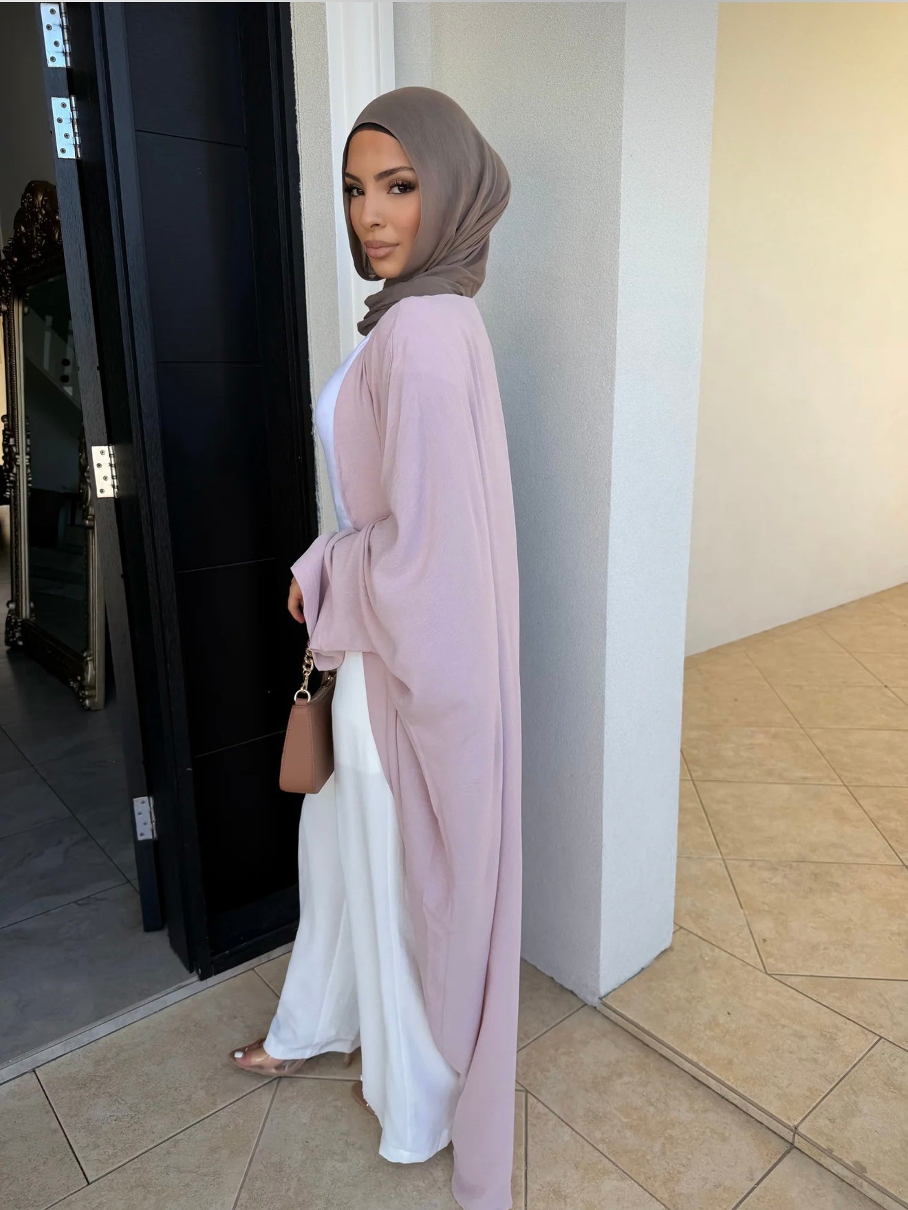 Open Abaya Pink