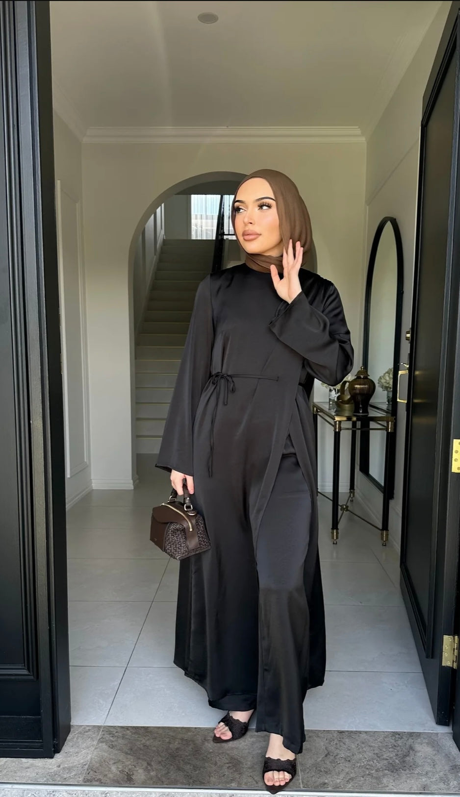 Nadia Satin Set Black